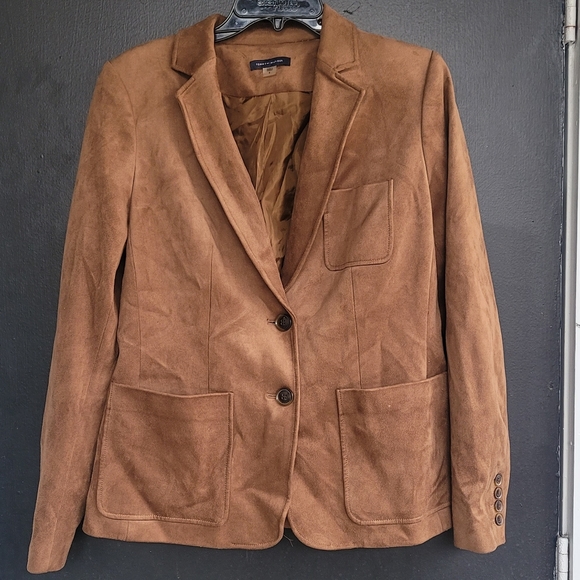 Tommy Hilfiger Brown Faux Suede Career Style Button Front Blazer 8 - Picture 2 of 10